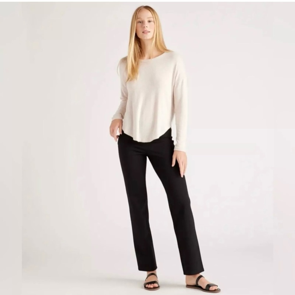 Quince straight leg point pants size 10 black zip up new nwt